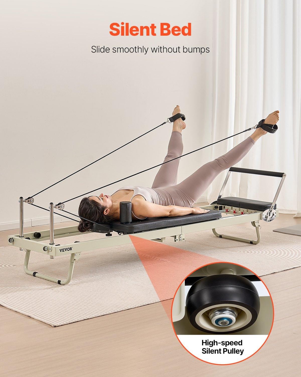 Foldable Pilates reformer with dual spring and cord resistance, 400 lb capacity – view 5